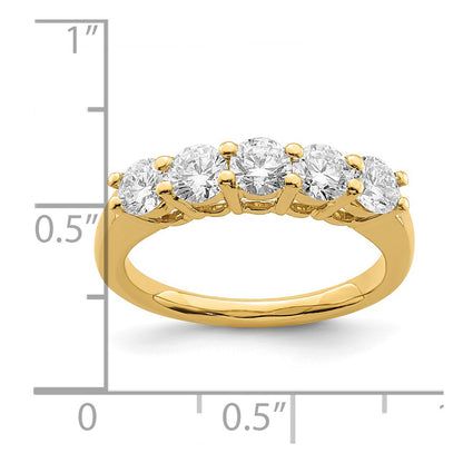 14K Yellow Gold 5-Stone Shared Prong (Holds 5-4.1mm Round) Diamond Band Mounting