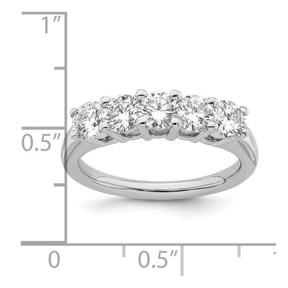 14K White Gold 5-Stone Shared Prong (Holds 5-4.3mm Round) Diamond Band Mounting