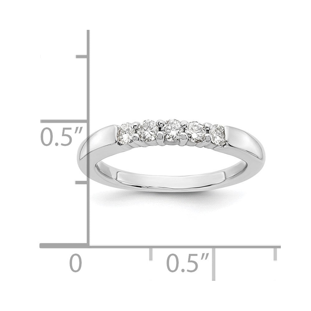 14K White Gold 5-Stone Shared Prong (Holds 5-2.3mm Round) Diamond Band Mounting