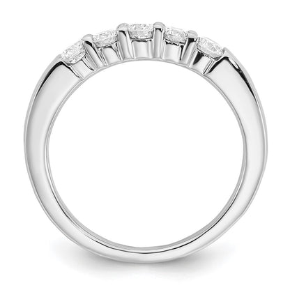 14K White Gold 5-Stone Shared Prong 1/2 carat Round Complete Diamond Band