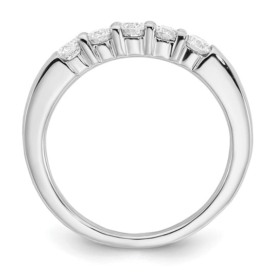 14K White Gold 5-Stone Shared Prong 1/2 carat Round Complete Diamond Band