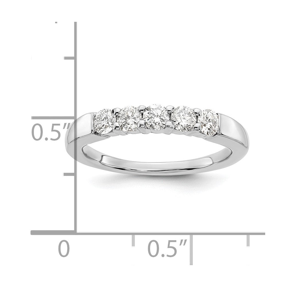 14K White Gold 5-Stone Shared Prong 1/2 carat Round Complete Diamond Band
