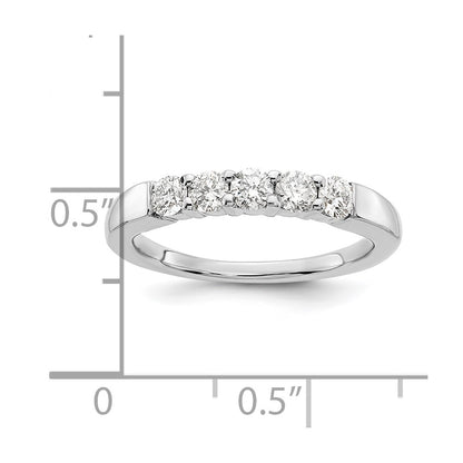 14K White Gold 5-Stone Shared Prong 1/2 carat Round Complete Diamond Band