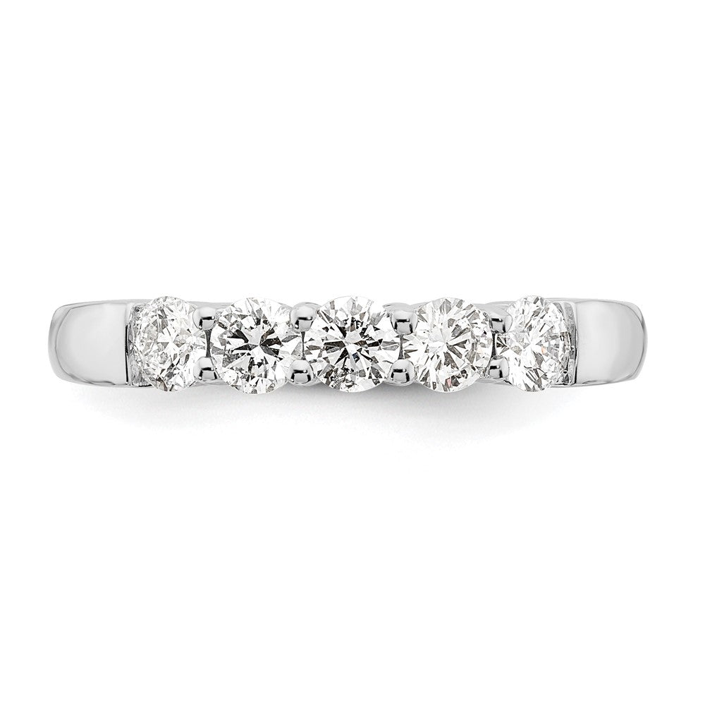 14K White Gold 5-Stone Shared Prong (Holds 5-3.4mm Round) Diamond Band Mounting