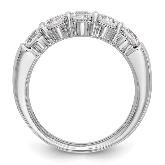 14K White Gold 5-Stone Shared Prong 1 carat Round Complete Diamond Band