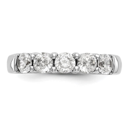 14K White Gold 5-Stone Shared Prong 1 carat Round Complete Diamond Band