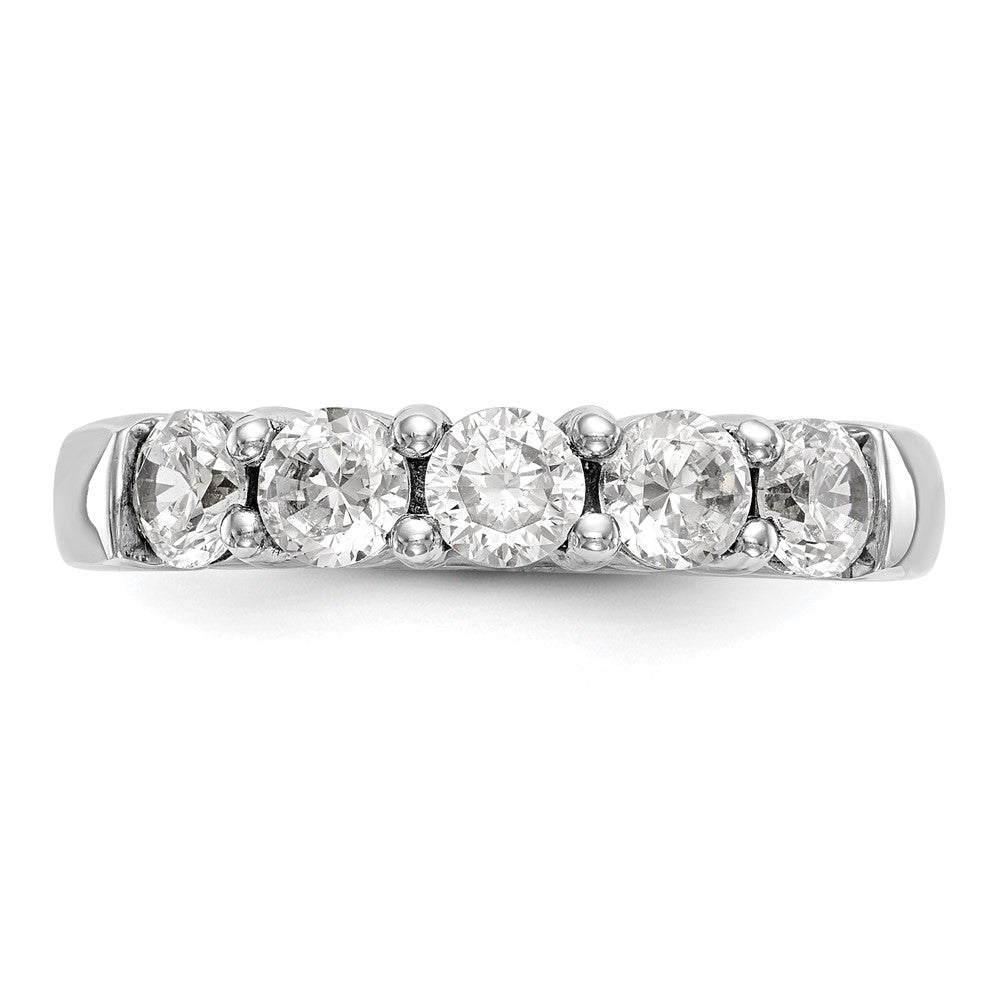 14k White Gold 1 carat Lab Grown Diamond VS/SI+ G+ Five Stone Complete Fashion Band