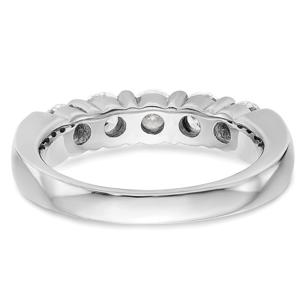 14K White Gold 5-Stone Shared Prong 1 carat Round Complete Diamond Band