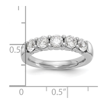 14K White Gold 5-Stone Shared Prong (Holds 5-2.3mm Round) Diamond Band Mounting