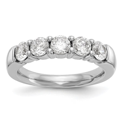 14K White Gold 5-Stone Shared Prong 1 carat Round Complete Diamond Band