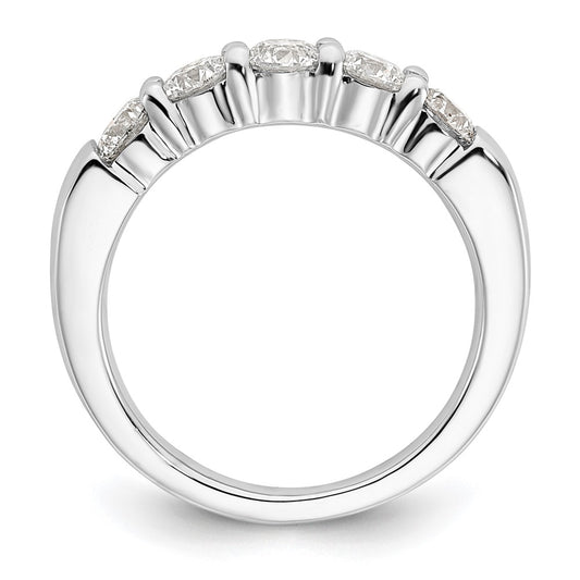 14K White Gold 5-Stone Shared Prong (Holds 5-4.1mm Round) Diamond Band Mounting