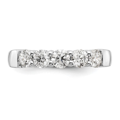 14K White Gold 5-Stone Shared Prong (Holds 5-4.1mm Round) Diamond Band Mounting