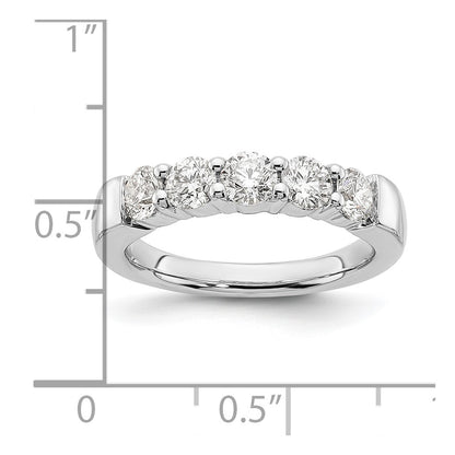 14K White Gold 5-Stone Shared Prong (Holds 5-4.1mm Round) Diamond Band Mounting