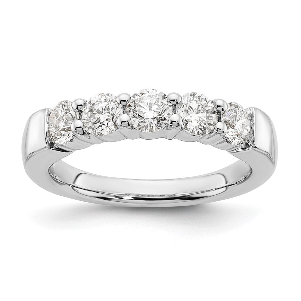 14K White Gold 5-Stone Shared Prong (Holds 5-4.1mm Round) Diamond Band Mounting