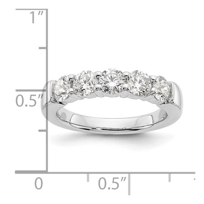 14K White Gold 5-Stone Shared Prong (Holds 5-4.3mm Round) Diamond Band Mounting