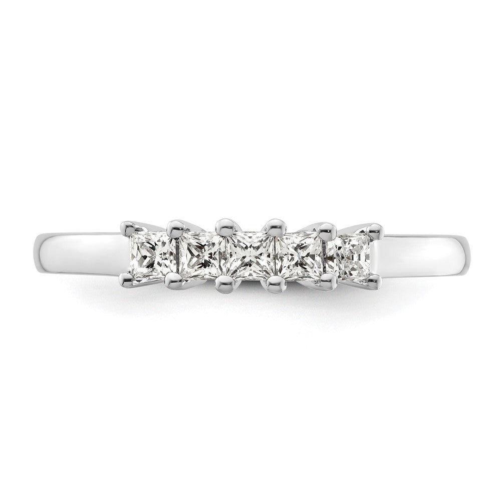 14K White Gold 5-Stone Shared Prong (Holds 5-2.2mm Princess) Diamond Band Mounting