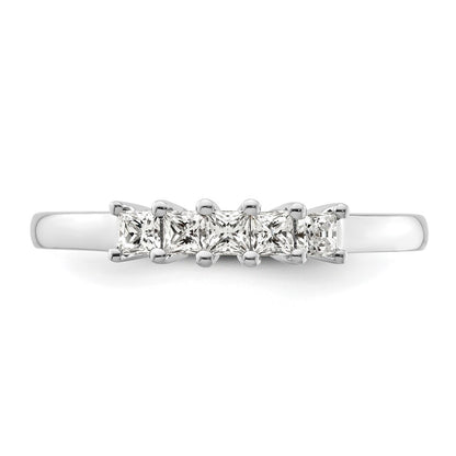 14K White Gold 5-Stone Shared Prong (Holds 5-2.2mm Princess) Diamond Band Mounting