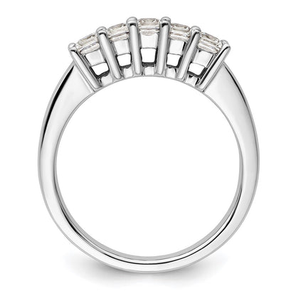 14K White Gold 5-Stone Shared Prong (Holds 5-2.8mm Princess) Diamond Band Mounting