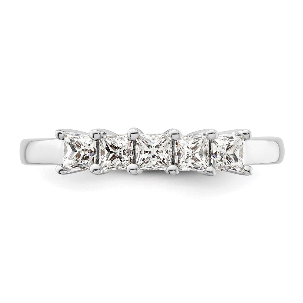 14K White Gold 5-Stone Shared Prong (Holds 5-2.8mm Princess) Diamond Band Mounting