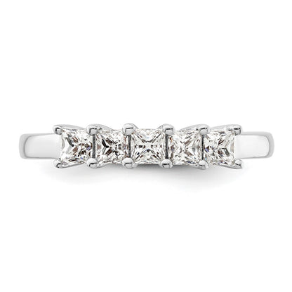 14K White Gold 5-Stone Shared Prong (Holds 5-2.8mm Princess) Diamond Band Mounting