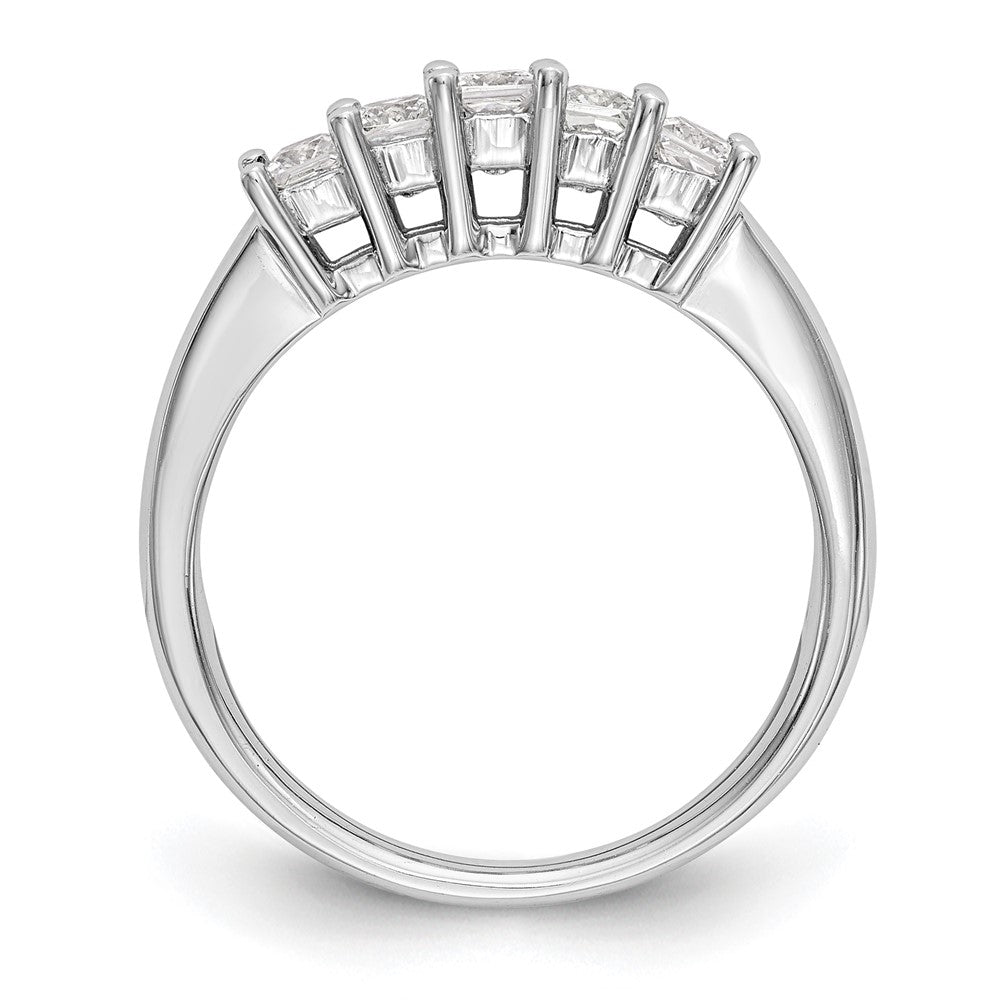 14K White Gold 5-Stone Shared Prong (Holds 5-3.2mm Princess) Diamond Band Mounting