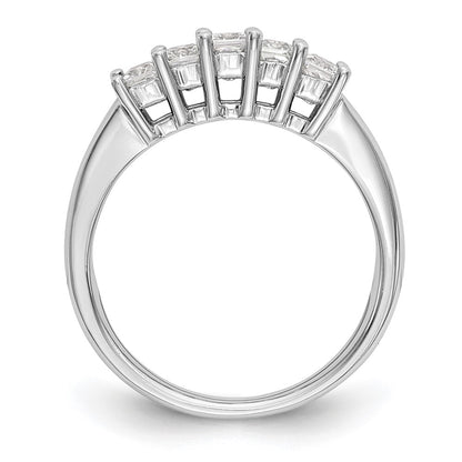 14K White Gold 5-Stone Shared Prong (Holds 5-3.2mm Princess) Diamond Band Mounting