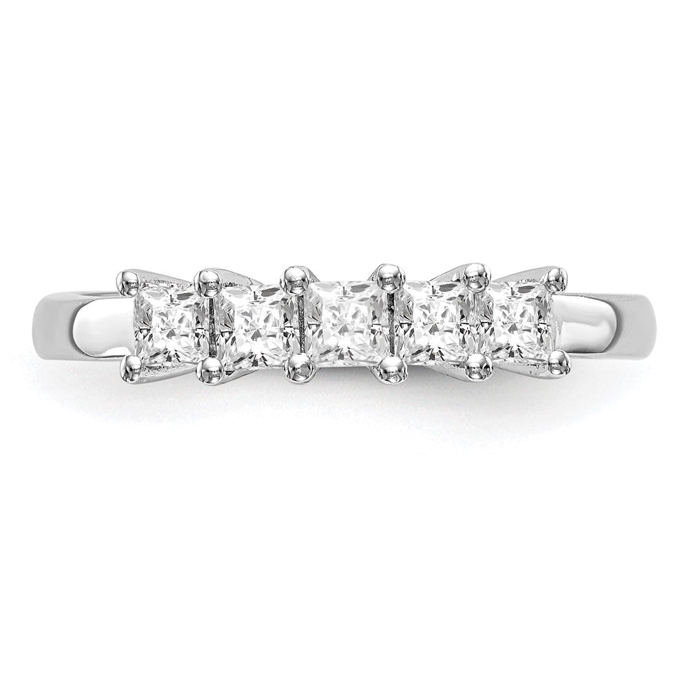 14K White Gold 5-Stone Shared Prong (Holds 5-3.2mm Princess) Diamond Band Mounting