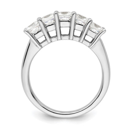 14K White Gold 5-Stone Shared Prong (Holds 5-3.8mm Princess) Diamond Band Mounting