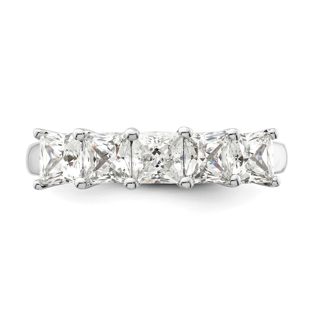 14K White Gold 5-Stone Shared Prong (Holds 5-3.8mm Princess) Diamond Band Mounting