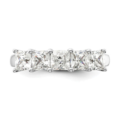 14K White Gold 5-Stone Shared Prong (Holds 5-3.8mm Princess) Diamond Band Mounting