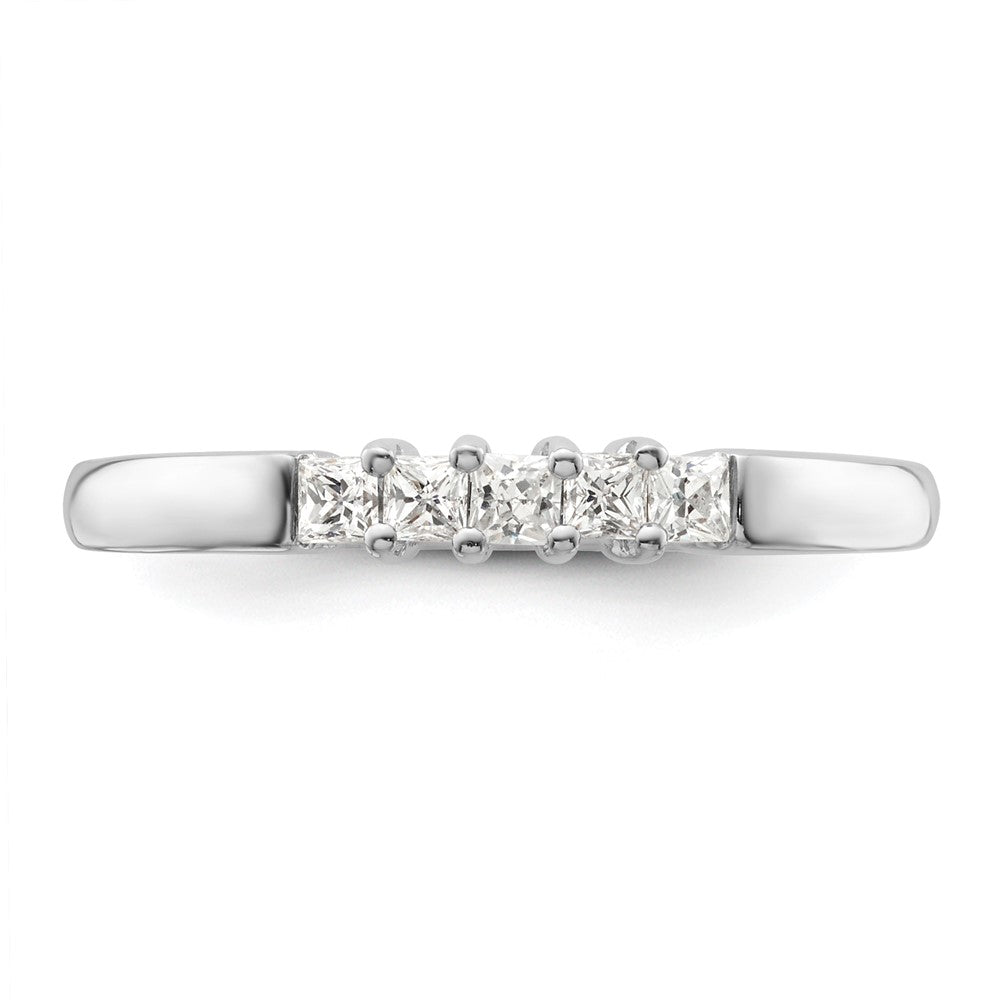 14K White Gold 5-Stone Shared Prong (Holds 5-2.0mm Princess) Diamond Band Mounting