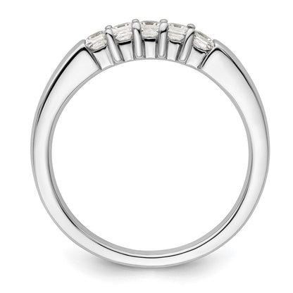 14K White Gold 5-Stone Shared Prong (Holds 5-2.2mm Princess) Diamond Band Mounting