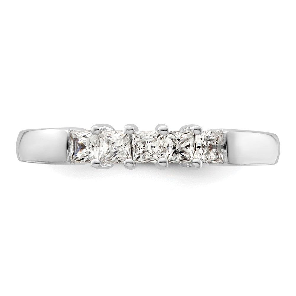 14K White Gold 5-Stone Shared Prong 1/2 carat Princess Complete Diamond Band