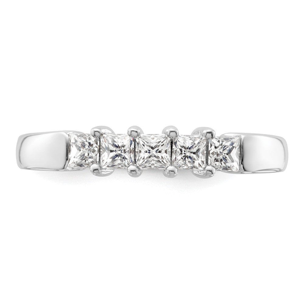 14K White Gold 5-Stone Shared Prong (Holds 5-2.8mm Princess) Diamond Band Mounting