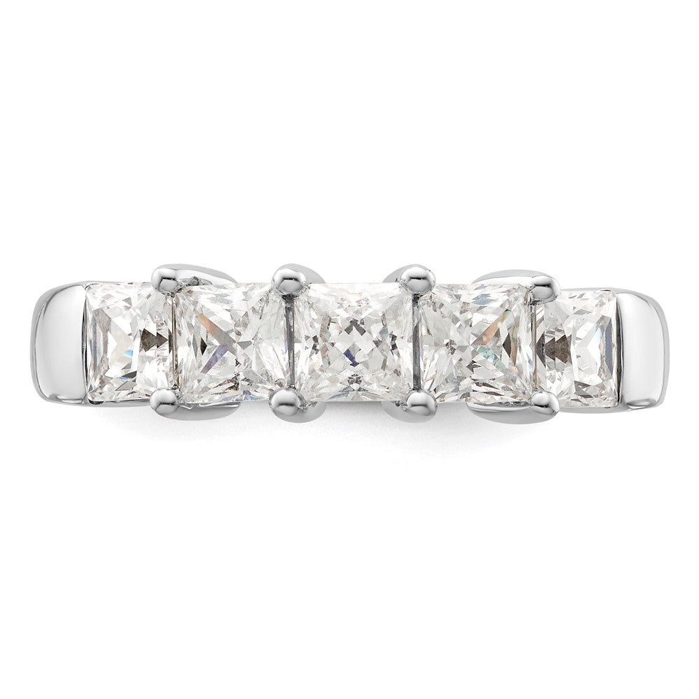 14K White Gold 5-Stone Shared Prong (Holds 5-3.8mm Princess) Diamond Band Mounting