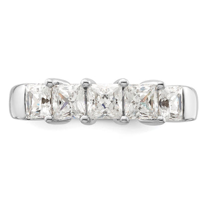 14K White Gold 5-Stone Shared Prong (Holds 5-3.8mm Princess) Diamond Band Mounting
