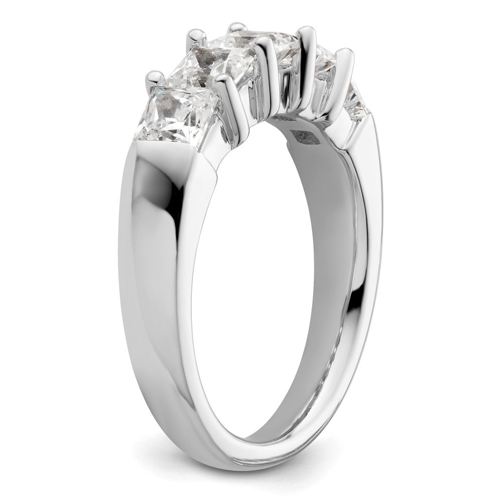 14K White Gold 5-Stone Shared Prong (Holds 5-3.8mm Princess) Diamond Band Mounting