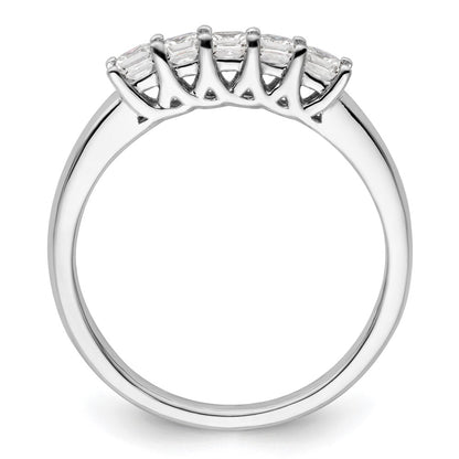 14K White Gold 5-Stone Shared Prong (Holds 5-2.5mm Princess) Diamond Band Mounting
