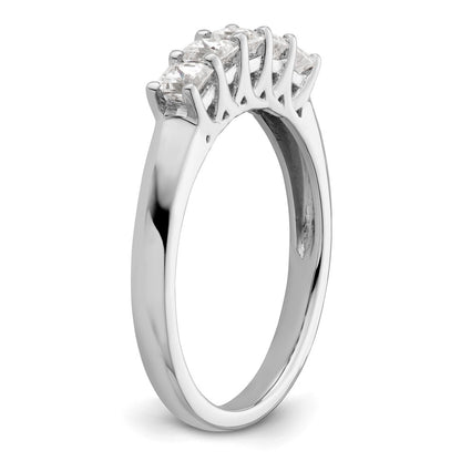 14K White Gold 5-Stone Shared Prong (Holds 5-2.8mm Princess) Diamond Band Mounting