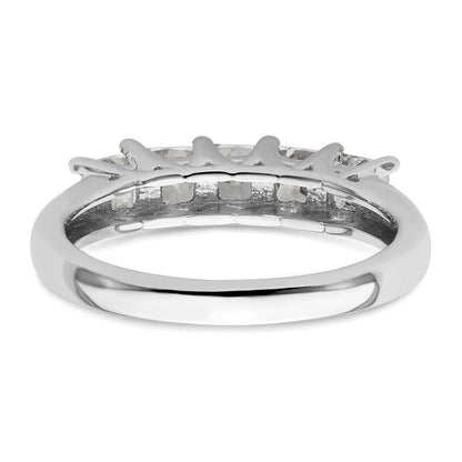 14K White Gold 5-Stone Shared Prong (Holds 5-3.5mm Princess) Diamond Band Mounting