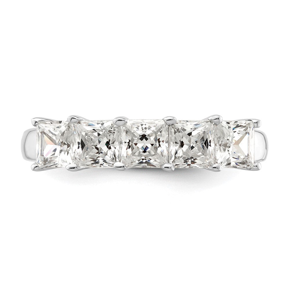 14K White Gold 5-Stone Shared Prong (Holds 5-3.8mm Princess) Diamond Band Mounting