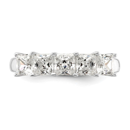 14K White Gold 5-Stone Shared Prong (Holds 5-3.8mm Princess) Diamond Band Mounting
