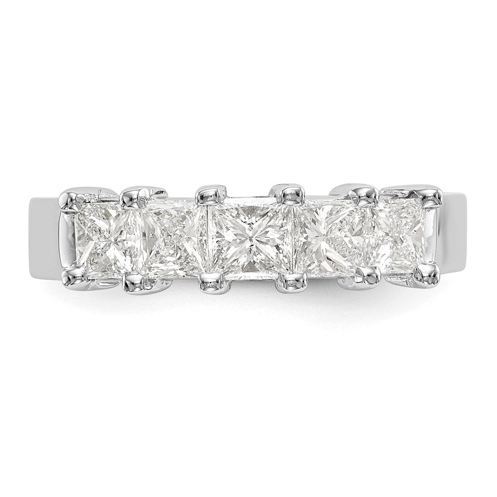 14K White Gold 5-Stone Shared Prong (Holds 1-3.7, 2-3.6, 2-3.5mm Princess) Diamond Band Mounting
