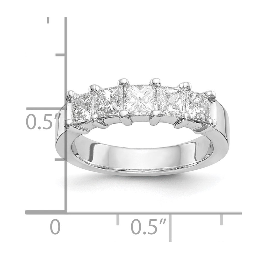 14K White Gold 5-Stone Shared Prong (Holds 1-3.7, 2-3.6, 2-3.5mm Princess) Diamond Band Mounting