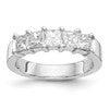 14K White Gold 5-Stone Shared Prong (Holds 1-3.7, 2-3.6, 2-3.5mm Princess) Diamond Band Mounting