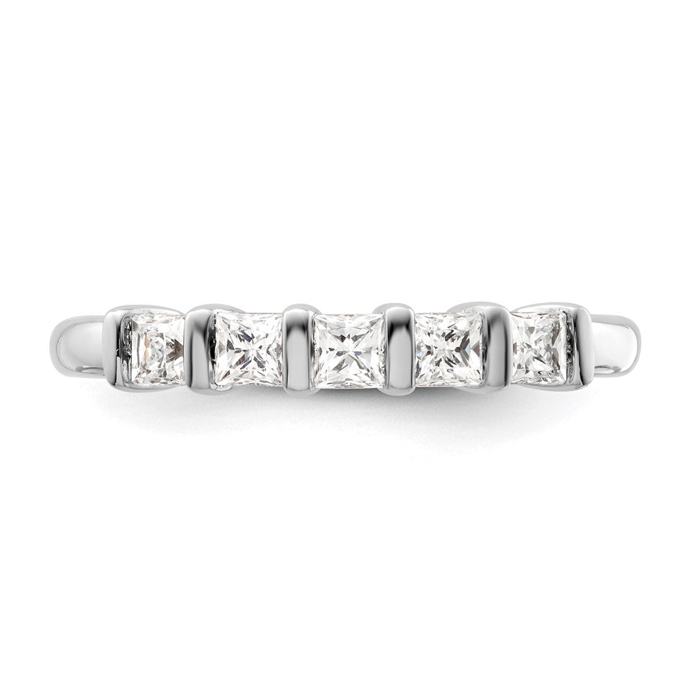 14K White Gold 5-Stone Half-Bezel 1/2 carat Princess Complete Diamond Band