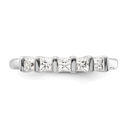14K White Gold 5-Stone Half-Bezel 1/2 carat Princess Complete Diamond Band
