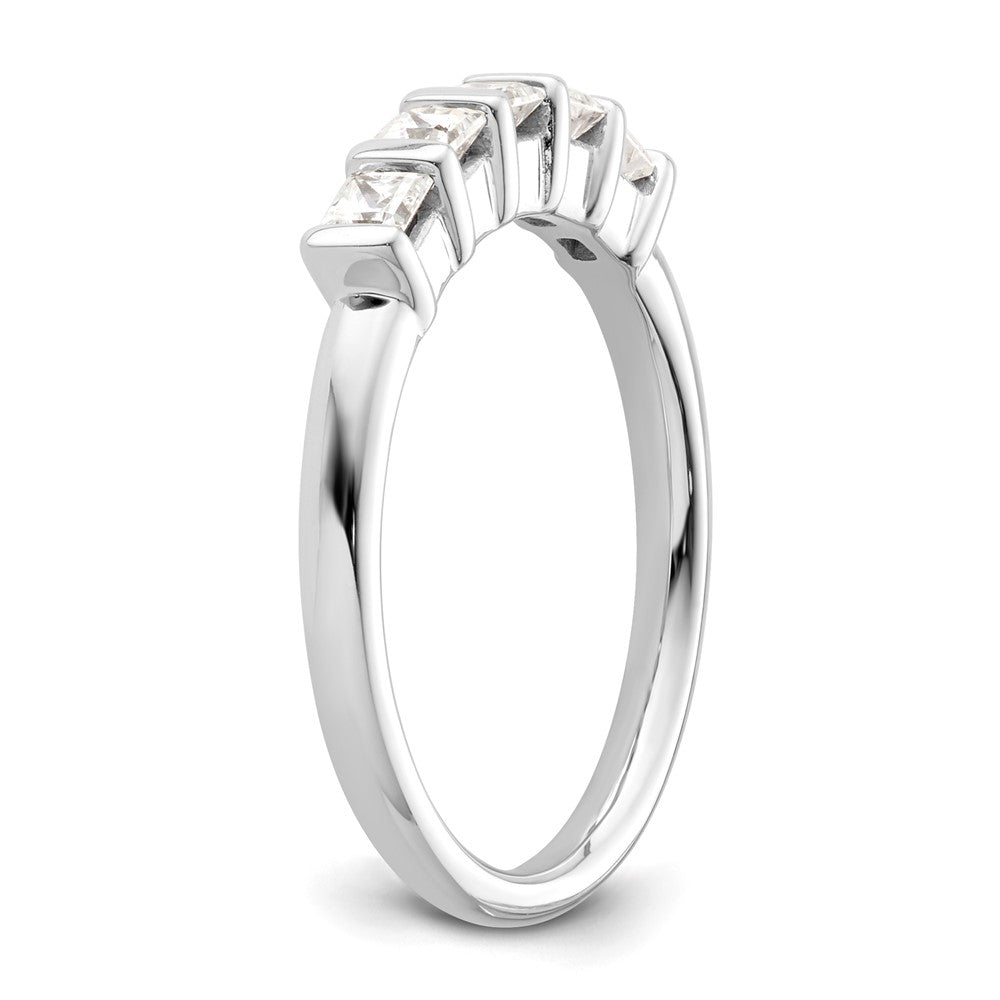 14K White Gold 5-Stone Half-Bezel 1/2 carat Princess Complete Diamond Band