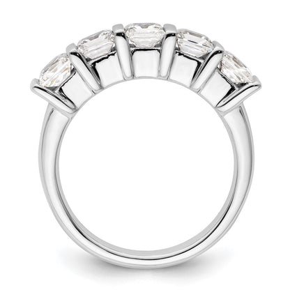 14K White Gold 5-Stone Half-Bezel (Holds 5-3.8mm Princess) Diamond Band Mounting