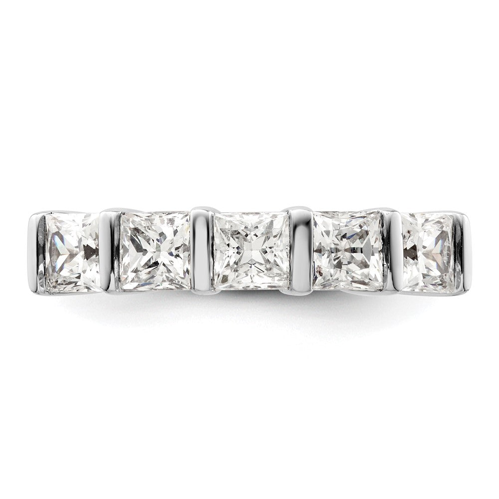 14K White Gold 5-Stone Half-Bezel (Holds 5-3.8mm Princess) Diamond Band Mounting